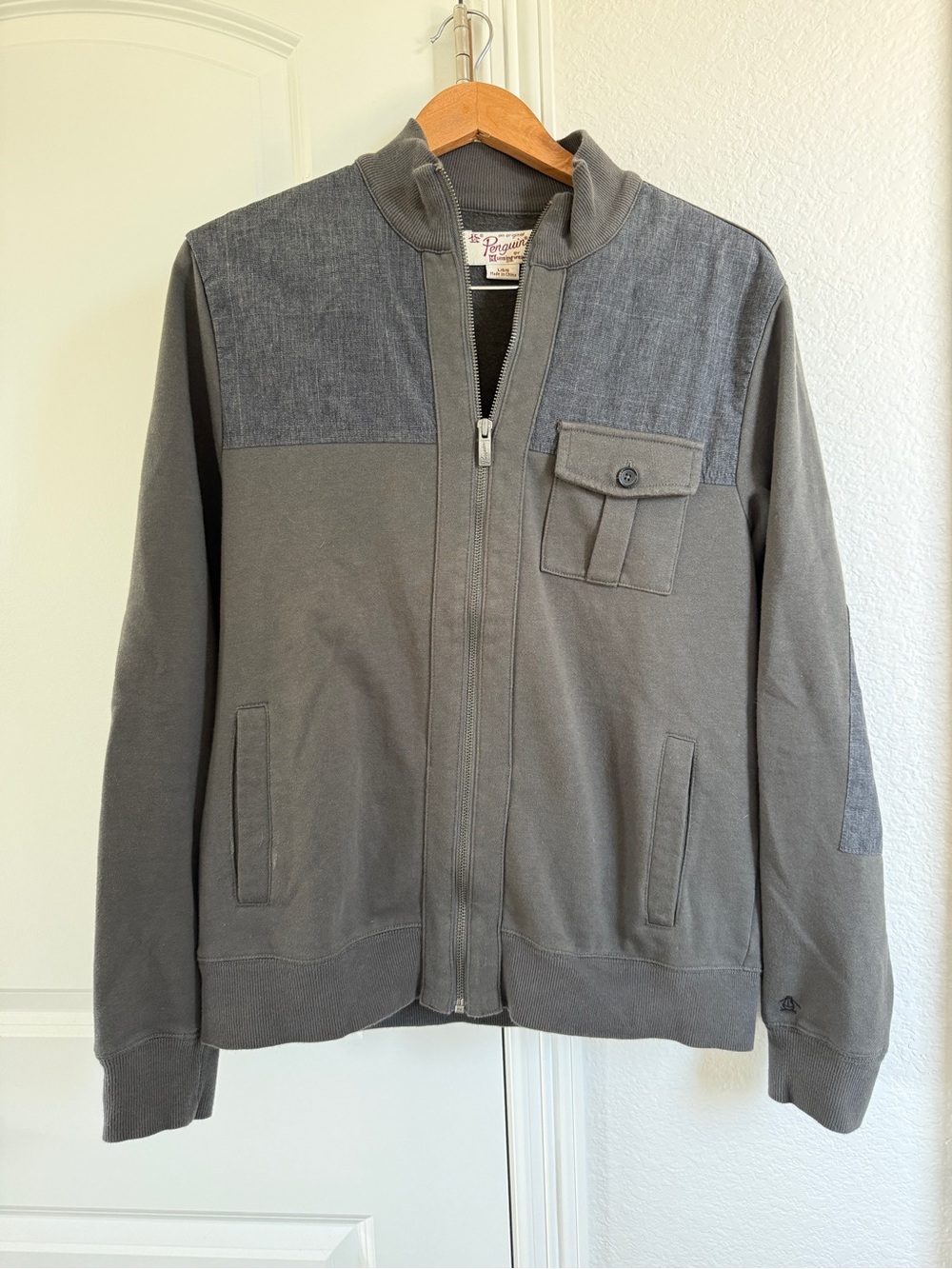 Penguin by Munsingwear Large Men’s Gray Long Sleeve Fleece Lined Light Jacket